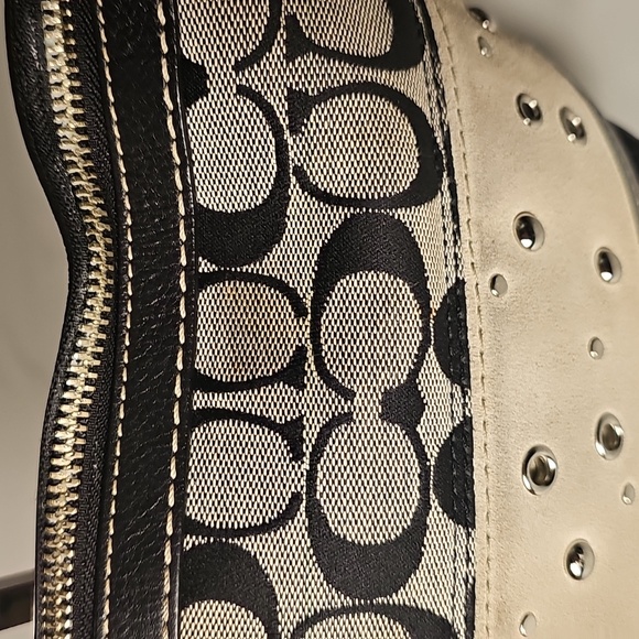 Vtg Coach (F13078) Tricolor Leather-suede-signature Jacquard Duffle - Picture 6 of 12